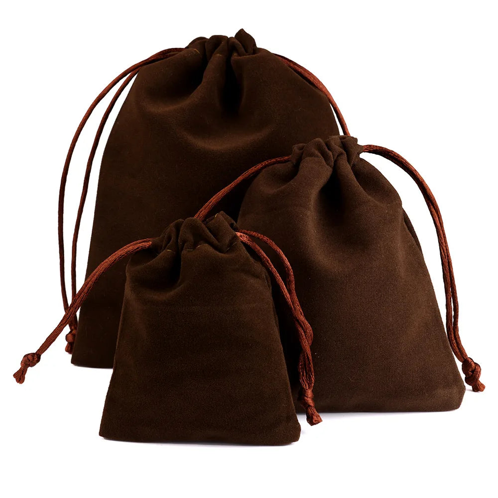 10pcs/lot Drawstring High Quality Velvet Bag Short Plush Multi-color For Jewelry Packaging Christmas Wedding Jewelry Gift Bags