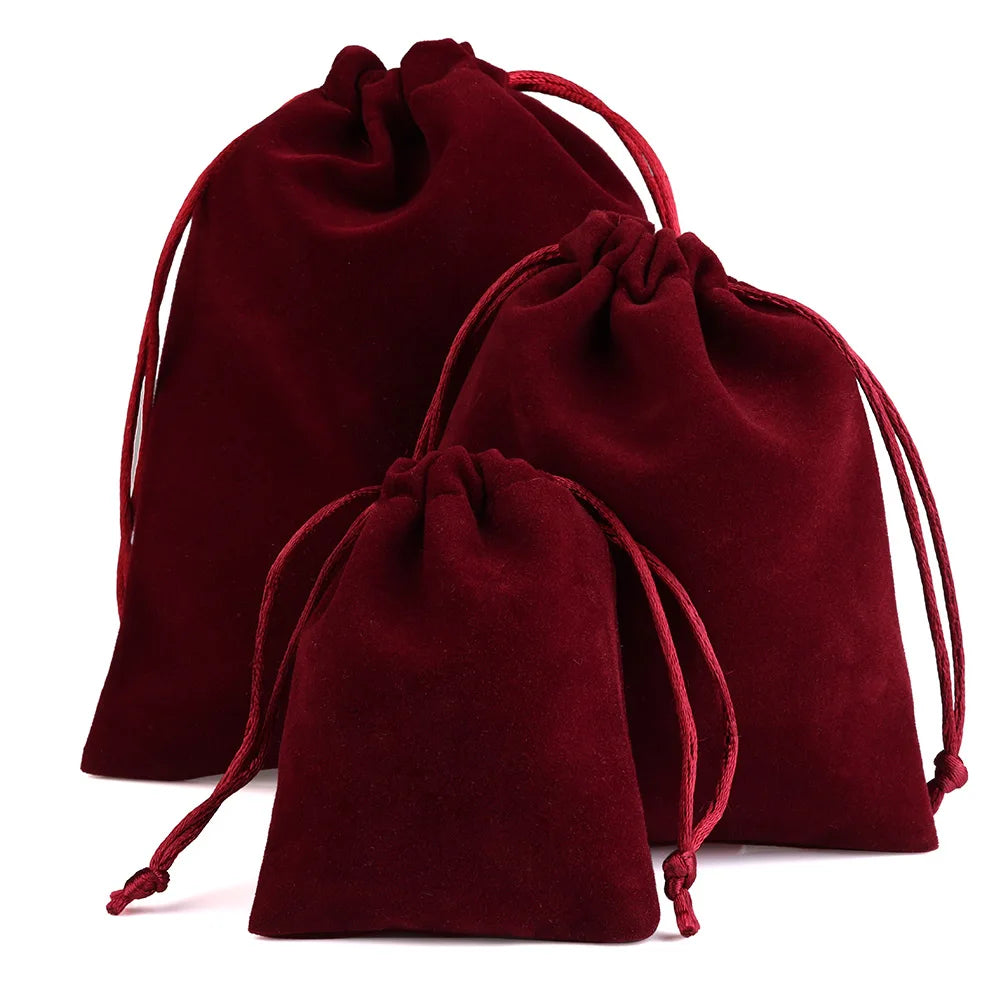 10pcs/lot Drawstring High Quality Velvet Bag Short Plush Multi-color For Jewelry Packaging Christmas Wedding Jewelry Gift Bags