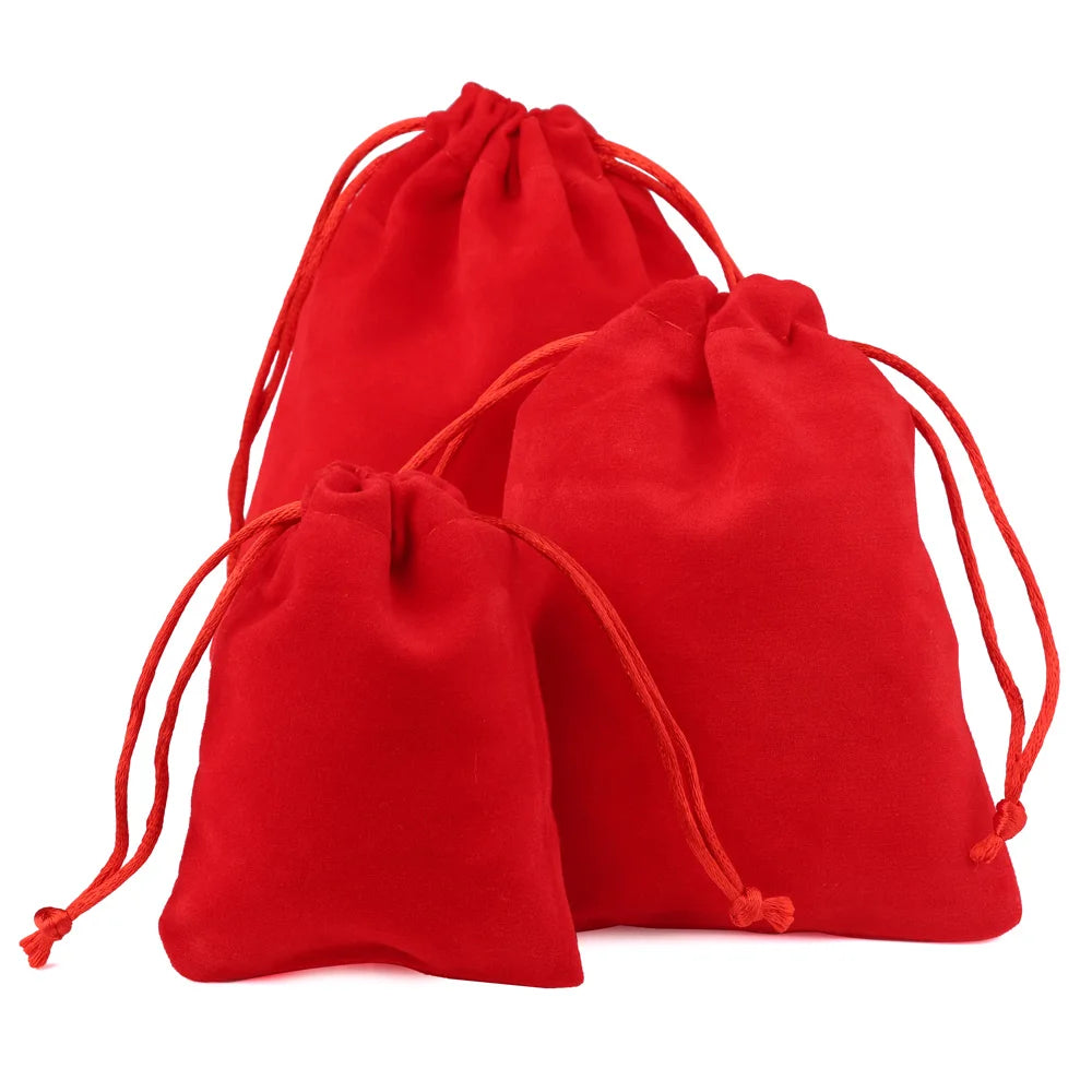 10pcs/lot Drawstring High Quality Velvet Bag Short Plush Multi-color For Jewelry Packaging Christmas Wedding Jewelry Gift Bags