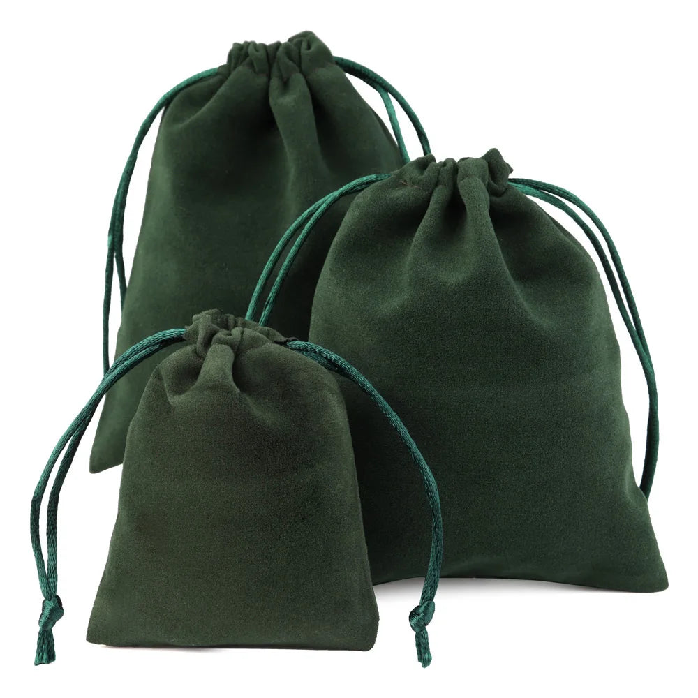 10pcs/lot Drawstring High Quality Velvet Bag Short Plush Multi-color For Jewelry Packaging Christmas Wedding Jewelry Gift Bags