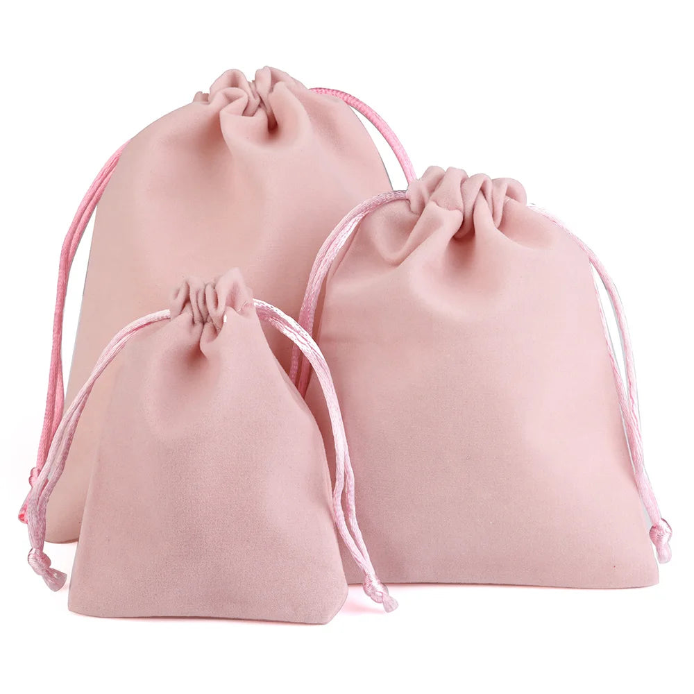 10pcs/lot Drawstring High Quality Velvet Bag Short Plush Multi-color For Jewelry Packaging Christmas Wedding Jewelry Gift Bags