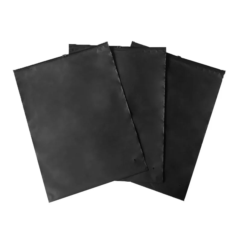 100/50pcs Wholesale Black Matte Frosted Clothes Packaging Zipper Bags Storage Plastic Shipping Sealed Reusable Pouches Organizer