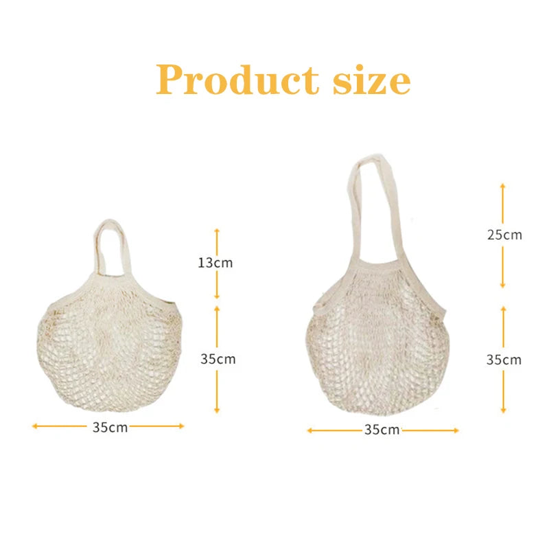 1PC Reusable Cotton Mesh String Organizer Handbag Short Handle Shopping Bags Tote Portable Grocery Bags for Fruit Vegetable Bag