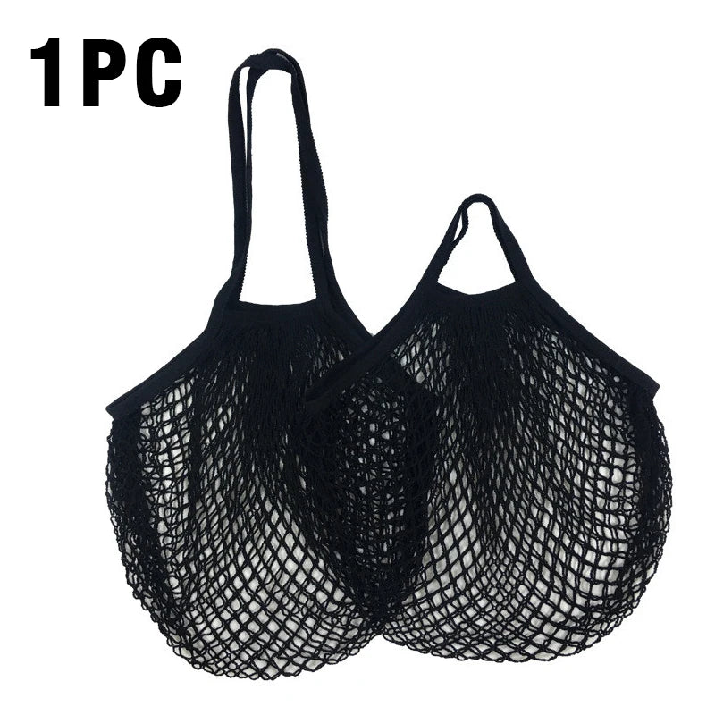 1PC Reusable Cotton Mesh String Organizer Handbag Short Handle Shopping Bags Tote Portable Grocery Bags for Fruit Vegetable Bag