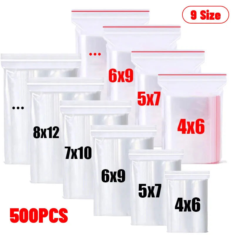 Thicken Zipper Sealed Bags Clear Plastic Storage Bag for Small Jewelry Food Packing Reclosable Transparent Ziplock Sealing Bag
