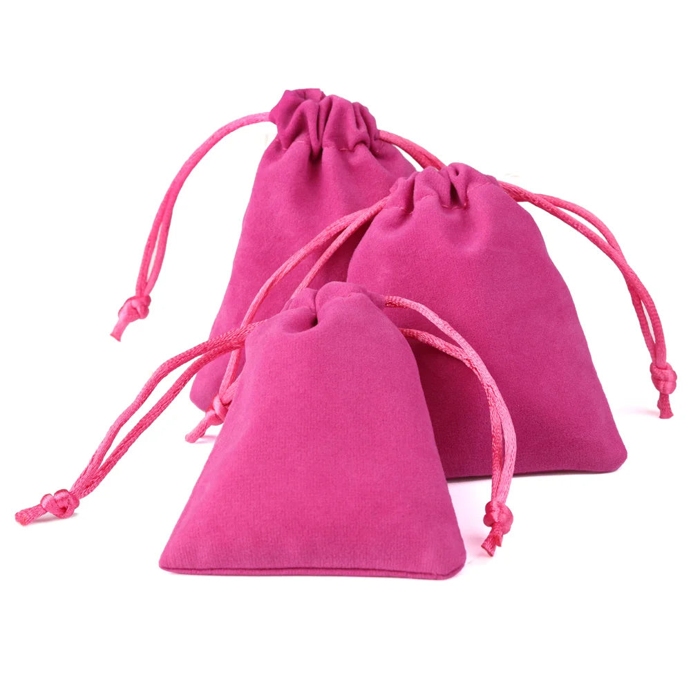 10pcs/lot Drawstring High Quality Velvet Bag Short Plush Multi-color For Jewelry Packaging Christmas Wedding Jewelry Gift Bags