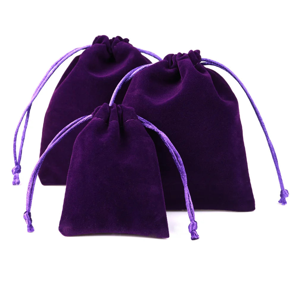 10pcs/lot Drawstring High Quality Velvet Bag Short Plush Multi-color For Jewelry Packaging Christmas Wedding Jewelry Gift Bags