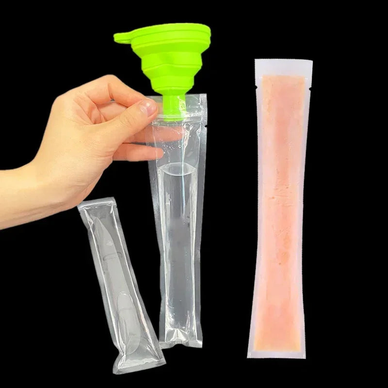100pcs Disposable Popsicle Mold Bags Transparent Self Sealing Bags Yogurt Juice DIY Freezing Tubes Plastic Sealed Packaging Bags