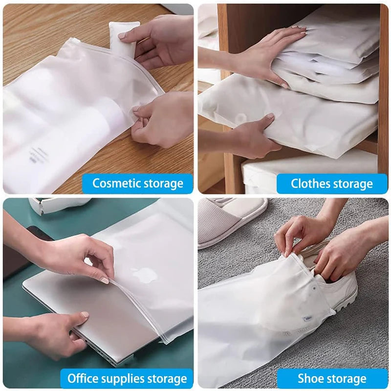 20/1Pcs Frosted Plastic Packaging Bag Travel Storage Bags Waterproof Zipper Lock Bag Self-Sealing Clothing Packaging With Hole