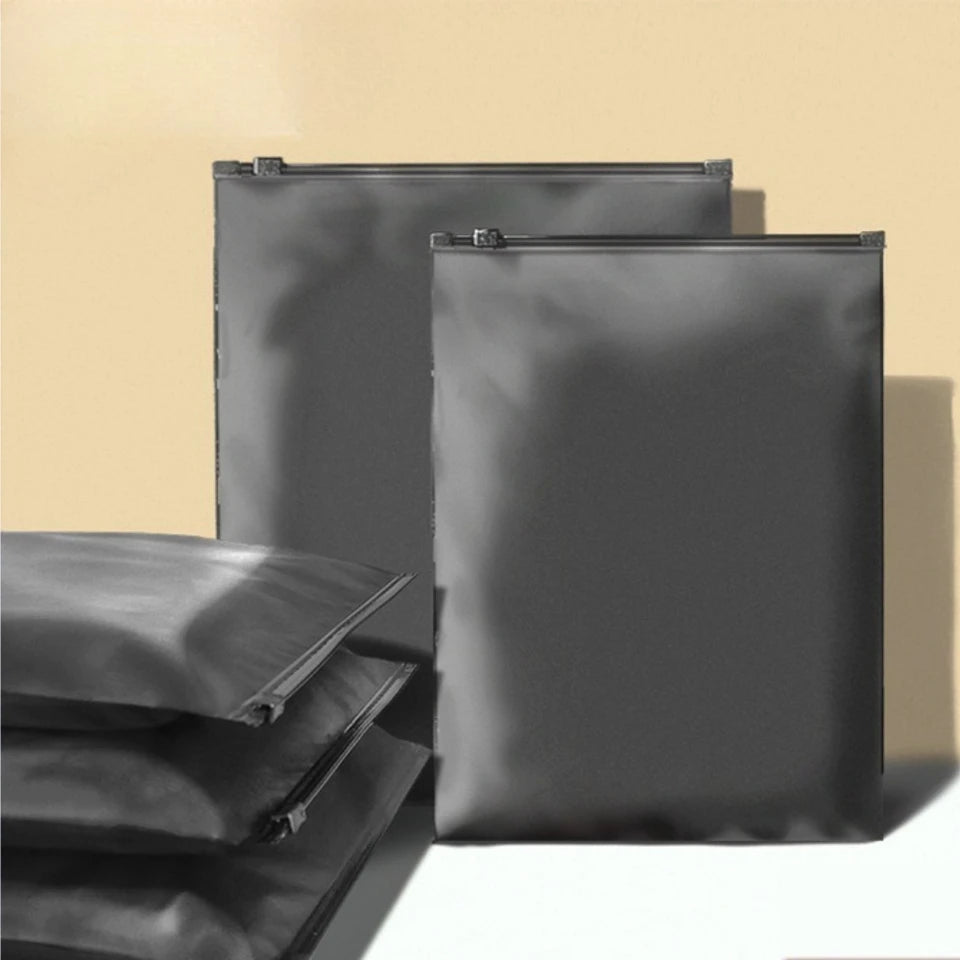 100/50pcs Wholesale Black Matte Frosted Clothes Packaging Zipper Bags Storage Plastic Shipping Sealed Reusable Pouches Organizer