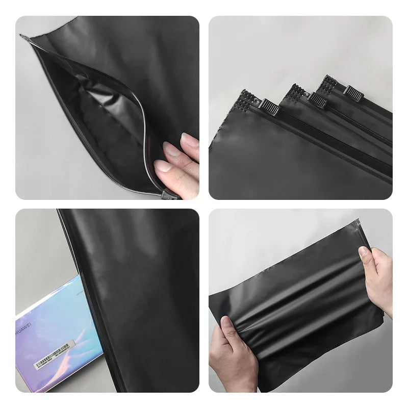 100/50pcs Wholesale Black Matte Frosted Clothes Packaging Zipper Bags Storage Plastic Shipping Sealed Reusable Pouches Organizer