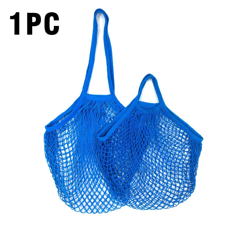 1PC Reusable Cotton Mesh String Organizer Handbag Short Handle Shopping Bags Tote Portable Grocery Bags for Fruit Vegetable Bag