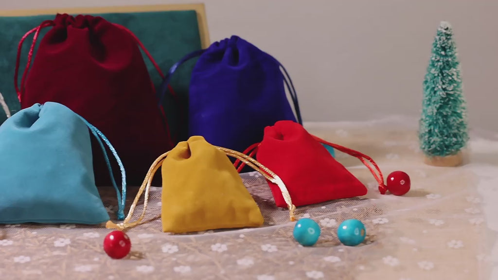 10pcs/lot Drawstring High Quality Velvet Bag Short Plush Multi-color For Jewelry Packaging Christmas Wedding Jewelry Gift Bags