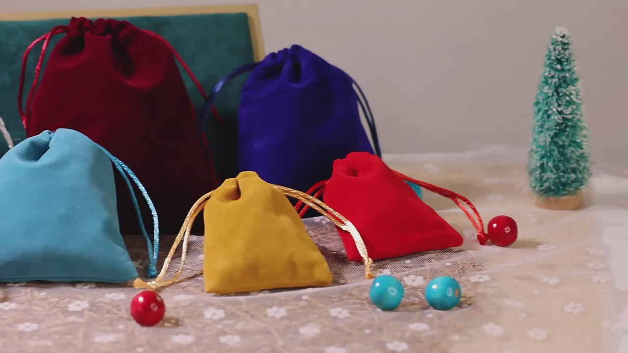 10pcs/lot Drawstring High Quality Velvet Bag Short Plush Multi-color For Jewelry Packaging Christmas Wedding Jewelry Gift Bags